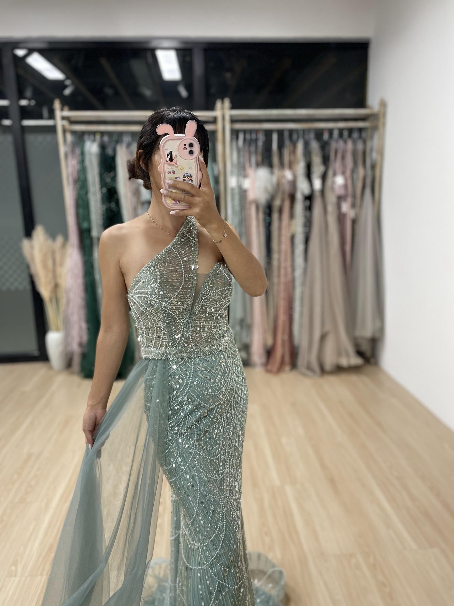 One Shoulder Couture Beading Prom Dress MB40070