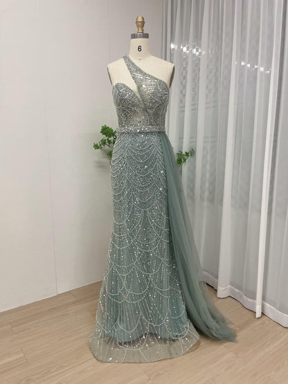 One Shoulder Couture Beading Prom Dress MB40070