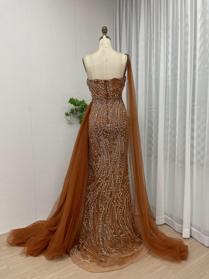 One Shoulder Couture Lace Beading Wedding Party Dress MB40078