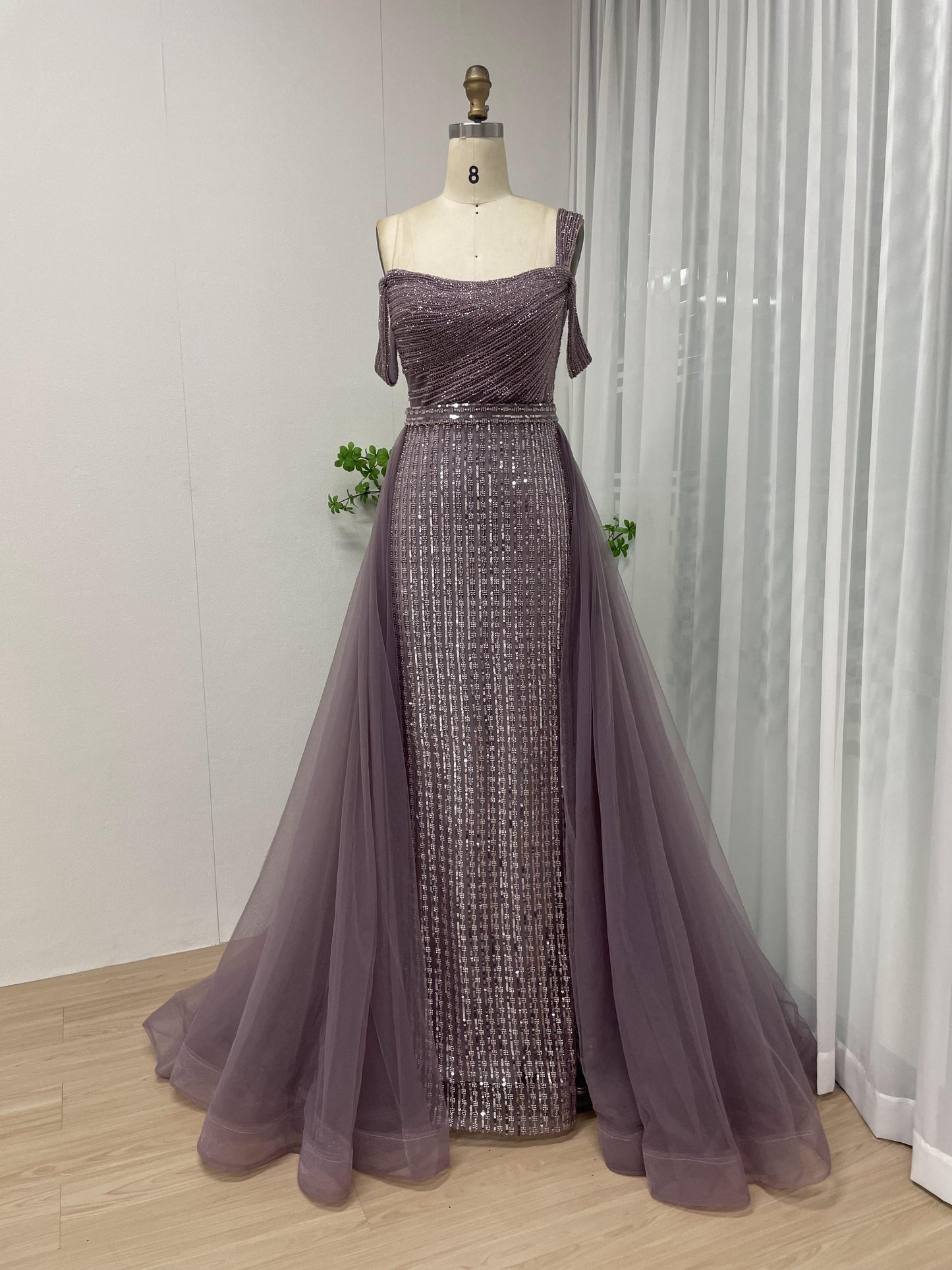 Beautiful Strapless Over Tulle Skirt Couture Lace Evening Dress MB40081