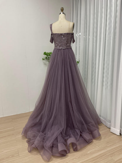 Beautiful Strapless Over Tulle Skirt Couture Lace Evening Dress MB40081