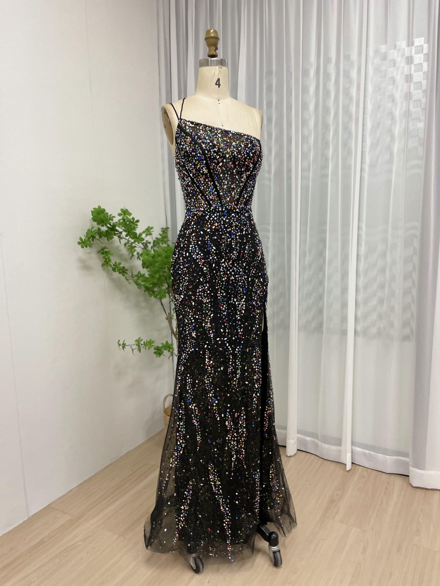 Sexy One Shoulder High Split Designer Evening Prom Dress MB40109