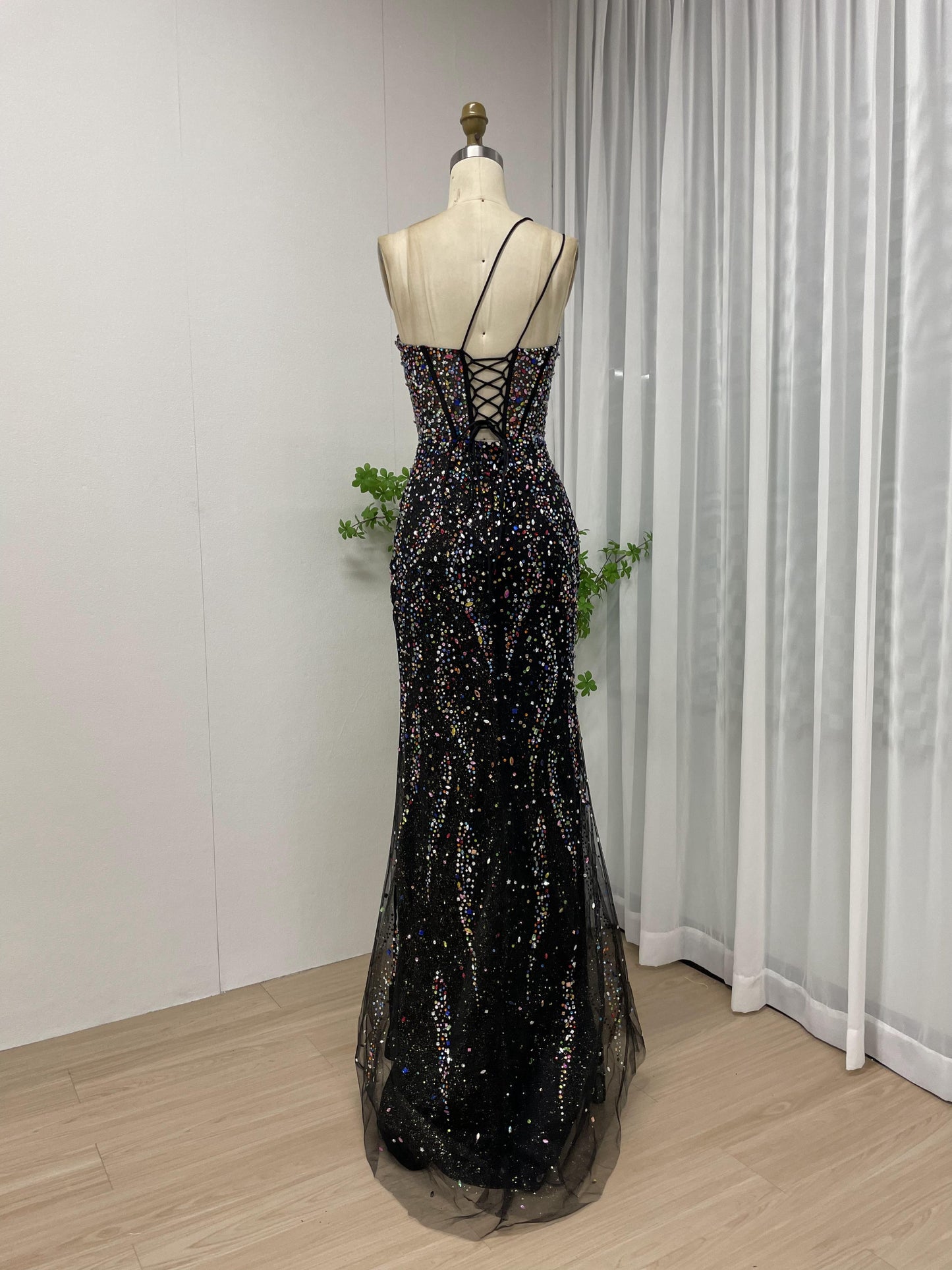 Sexy One Shoulder High Split Designer Evening Prom Dress MB40109