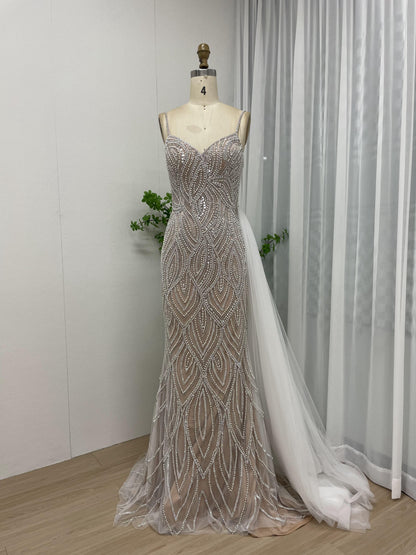 Sexy Spaghetti Strap Beading Couture Fitted Evening Dress MB40124