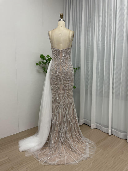 Sexy Spaghetti Strap Beading Couture Fitted Evening Dress MB40124