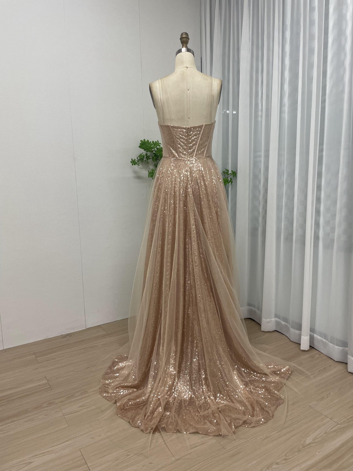 Sweetheart A Line Tulle Corset Top Birthday Party Champagne Prom Dress MB40165