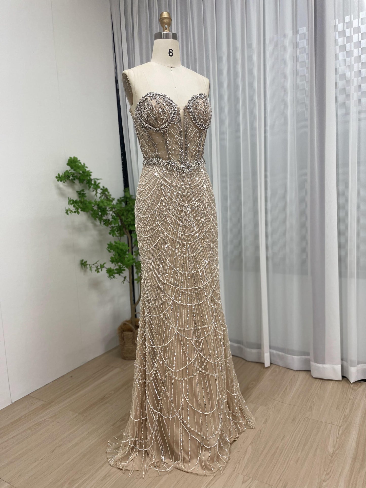 Magnificent Corset Bodice Beading Couture Mermaid Engagement Party Evening Dress MB40213