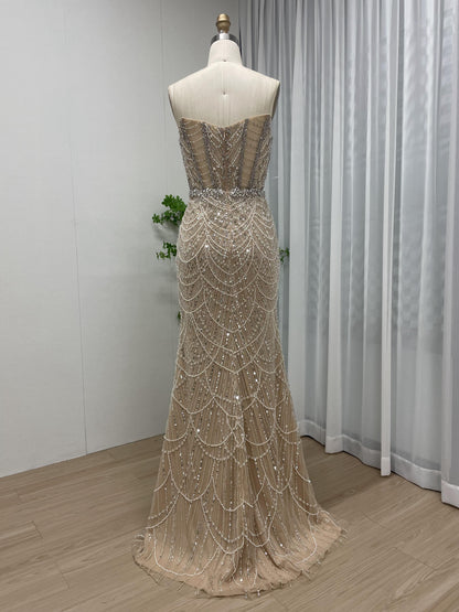 Magnificent Corset Bodice Beading Couture Mermaid Engagement Party Evening Dress MB40213