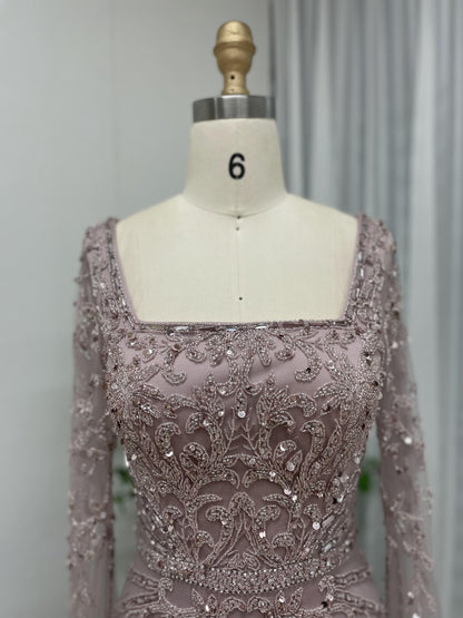 Glamorous Couture Handmade Beading Cape Long Sleeve Wedding Party Formal Gown MB40225