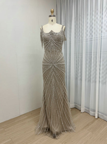 Luxury Beading Couture Back Cap Wedding Party Evening Dress MB40233