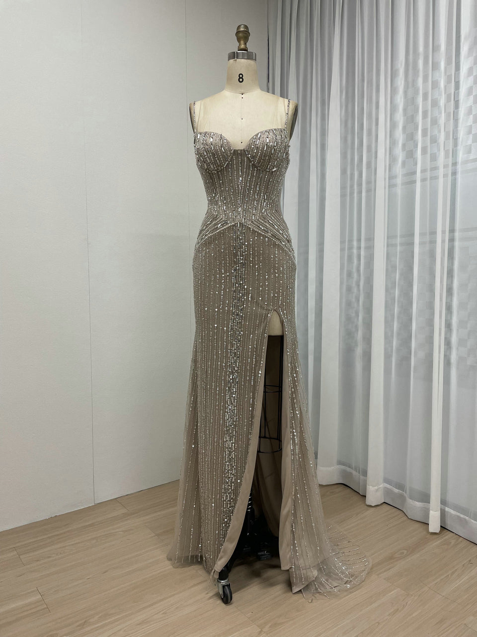 Luxury Beading Couture High Split Evening Party Dress MB40235