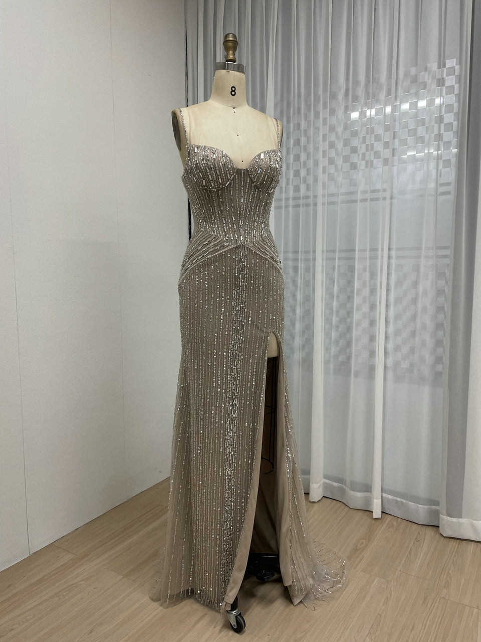 Luxury Beading Couture High Split Evening Party Dress MB40235