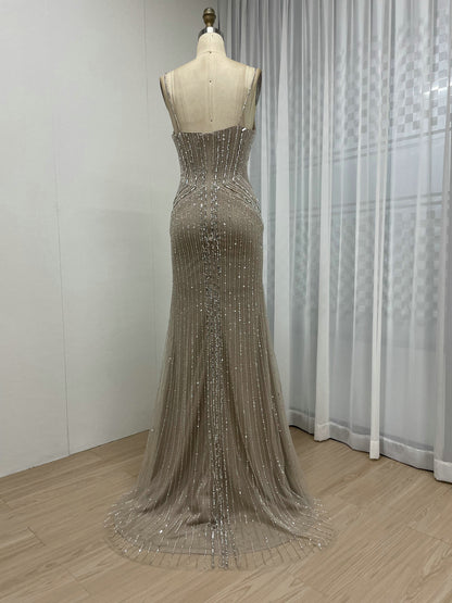 Luxury Beading Couture High Split Evening Party Dress MB40235