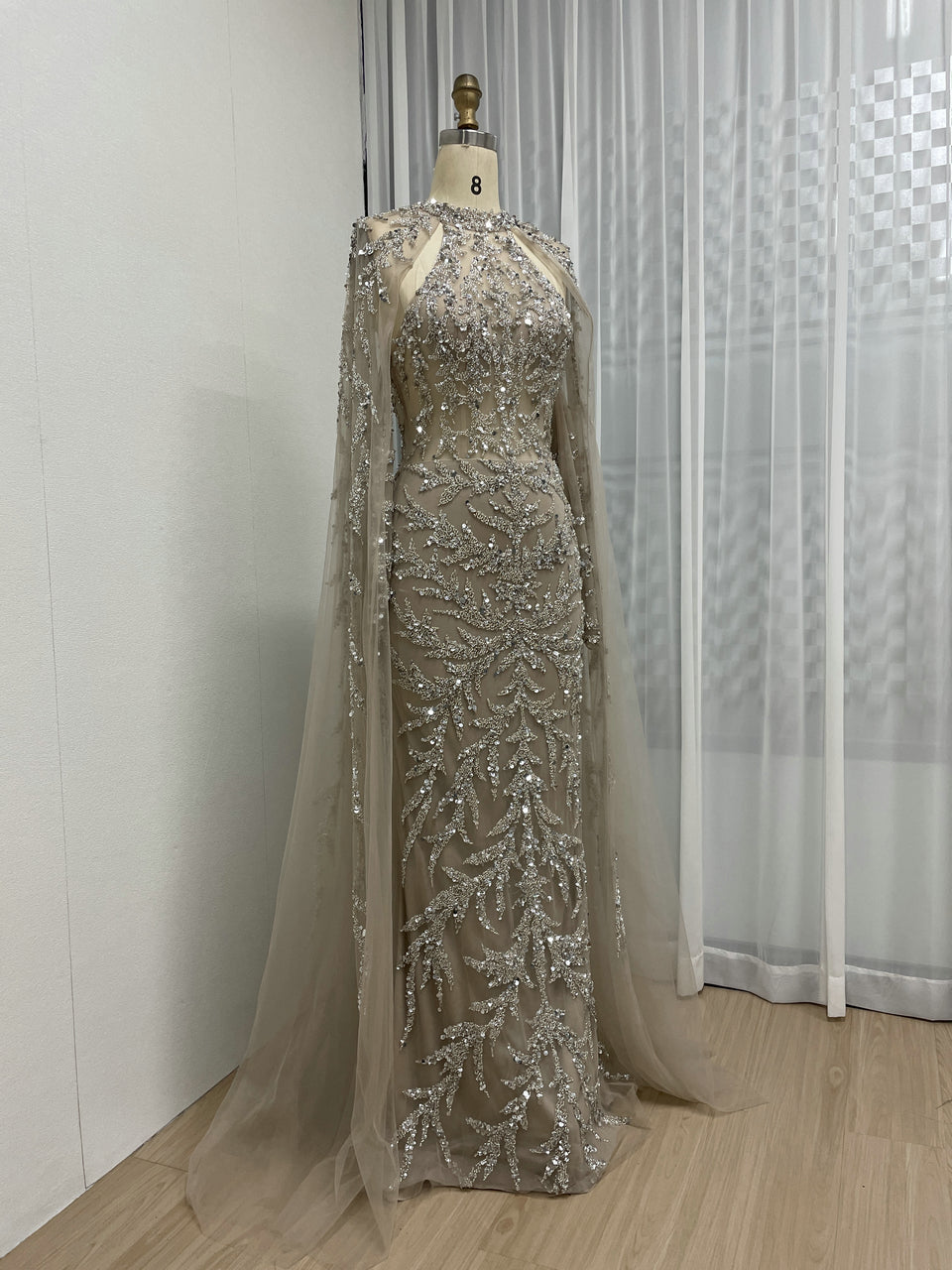 Glamorous Handmade Beading Long Sleeve Wedding Guest Evening Party Dress MB40246