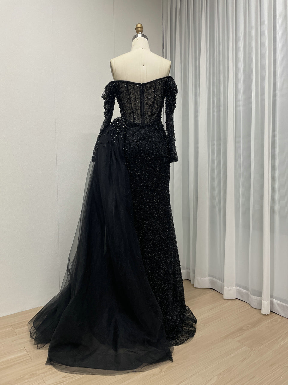 Sweetheart Long Sleeve Couture Beading Lace Evening Dress MB40268