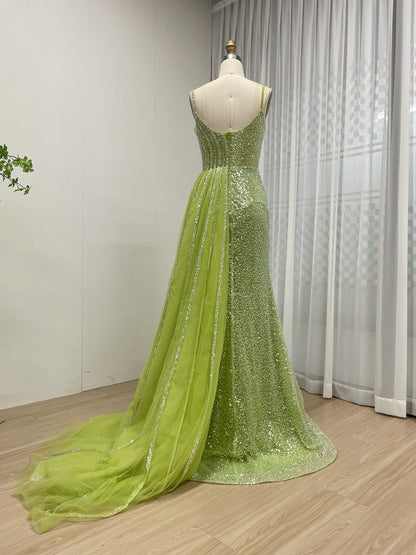 Green Bridesmaid Dresses Crystal Beading With Hjgh Slit Evening Gowns for Women Dress Long MB40307