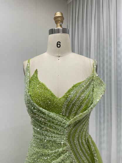 Green Bridesmaid Dresses Crystal Beading With Hjgh Slit Evening Gowns for Women Dress Long MB40307