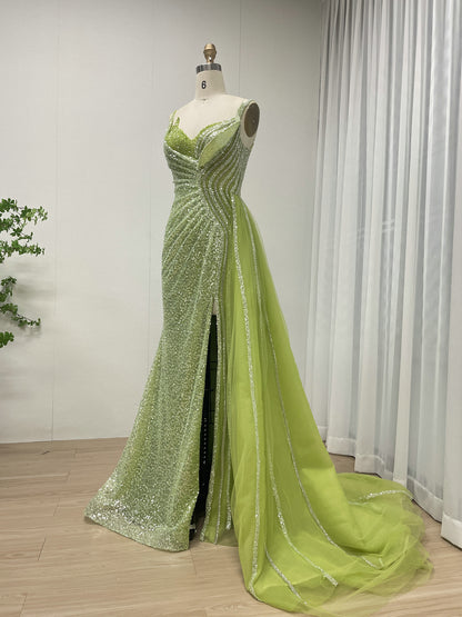 Green Bridesmaid Dresses Crystal Beading With Hjgh Slit Evening Gowns for Women Dress Long MB40307