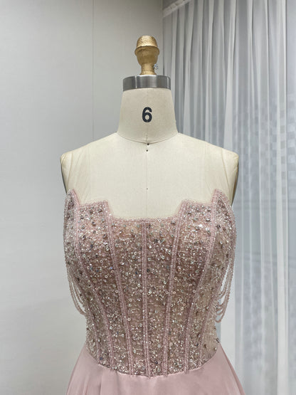 pink Evening Dress Sequins Beading Design Fashionable Off Shoulder Dress Sexy Evening Dress 2025 MB40310