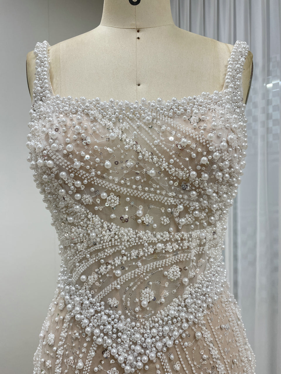 Hot Selling Spaghetti Strap Beading Lace Mermaid Fitted Wedding Party Evening Dress MB40328