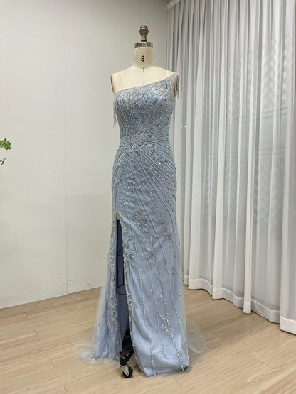 Luxury Beaded Tassel Sexy High Slit Evening Gown Suitable for Banquet MB40330