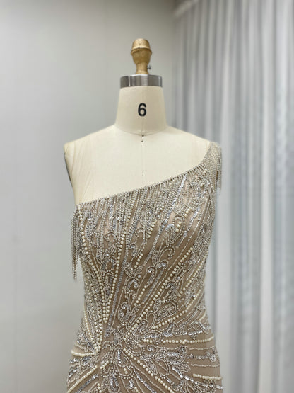Luxury Beaded Tassel Sexy High Slit Evening Gown Suitable for Banquet MB40330