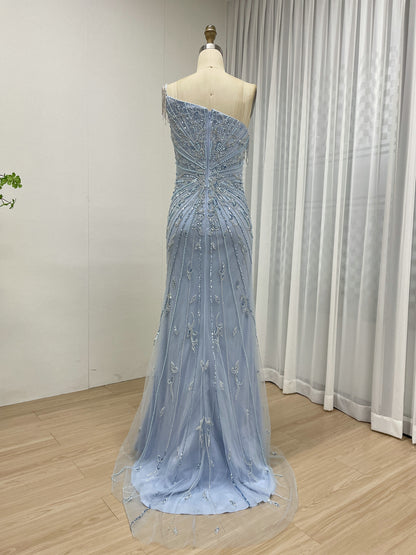 Luxury Beaded Tassel Sexy High Slit Evening Gown Suitable for Banquet MB40330