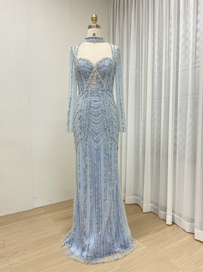 Gorgeous Dubai Couture Evening Gown Sexy Slit Embellished With Exquisite Embroidery Beaded MB40331
