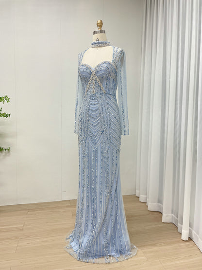 Gorgeous Dubai Couture Evening Gown Sexy Slit Embellished With Exquisite Embroidery Beaded MB40331