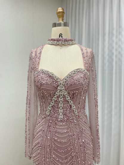 Gorgeous Dubai Couture Evening Gown Sexy Slit Embellished With Exquisite Embroidery Beaded MB40331