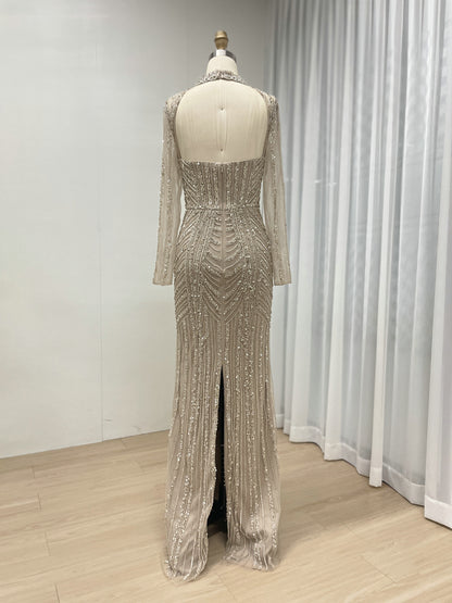 Gorgeous Dubai Couture Evening Gown Sexy Slit Embellished With Exquisite Embroidery Beaded MB40331