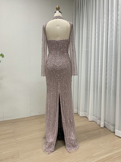 Gorgeous Dubai Couture Evening Gown Sexy Slit Embellished With Exquisite Embroidery Beaded MB40331