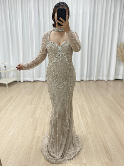 Gorgeous Dubai Couture Evening Gown Sexy Slit Embellished With Exquisite Embroidery Beaded MB40331