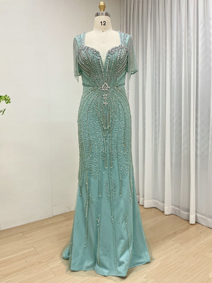 Luxurious Pink Prom Dress with Intricate Crystal Embellishment and Fringe MB40343-2