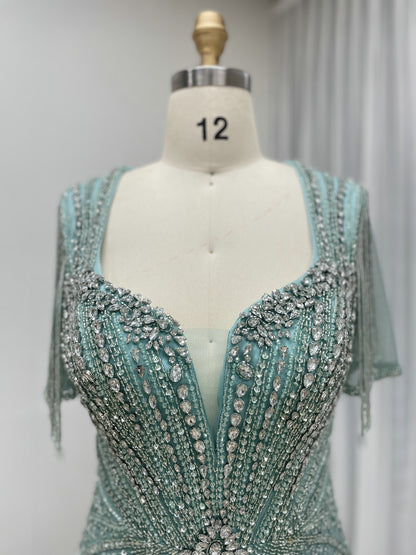Luxurious Pink Prom Dress with Intricate Crystal Embellishment and Fringe MB40343-2