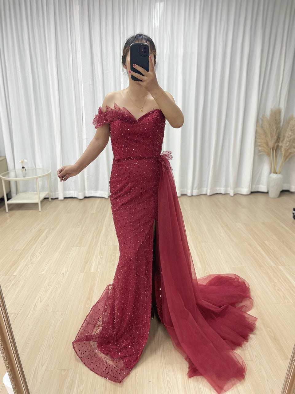 Sexy One Shoulder High Slit Mermaid Evening Dress With Sparkling Beading And Side Skirt MB40375