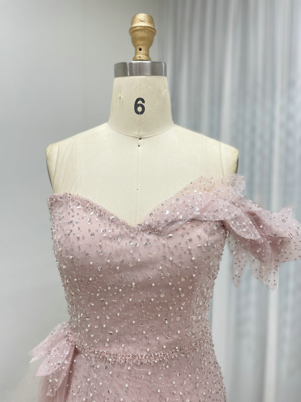 Sexy One Shoulder High Slit Mermaid Evening Dress With Sparkling Beading And Side Skirt MB40375