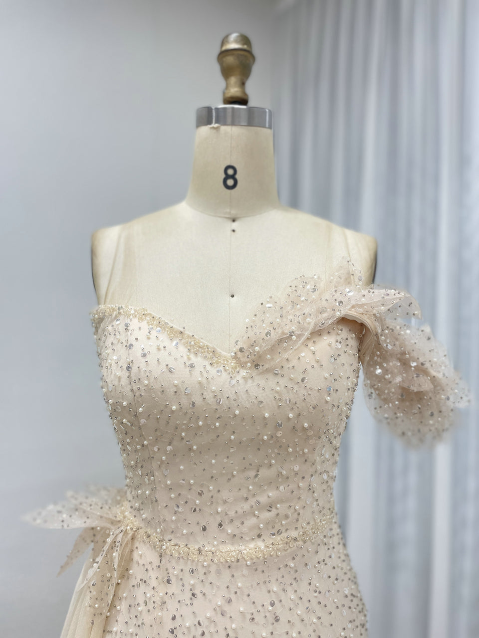 Sexy One Shoulder High Slit Mermaid Evening Dress With Sparkling Beading And Side Skirt MB40375