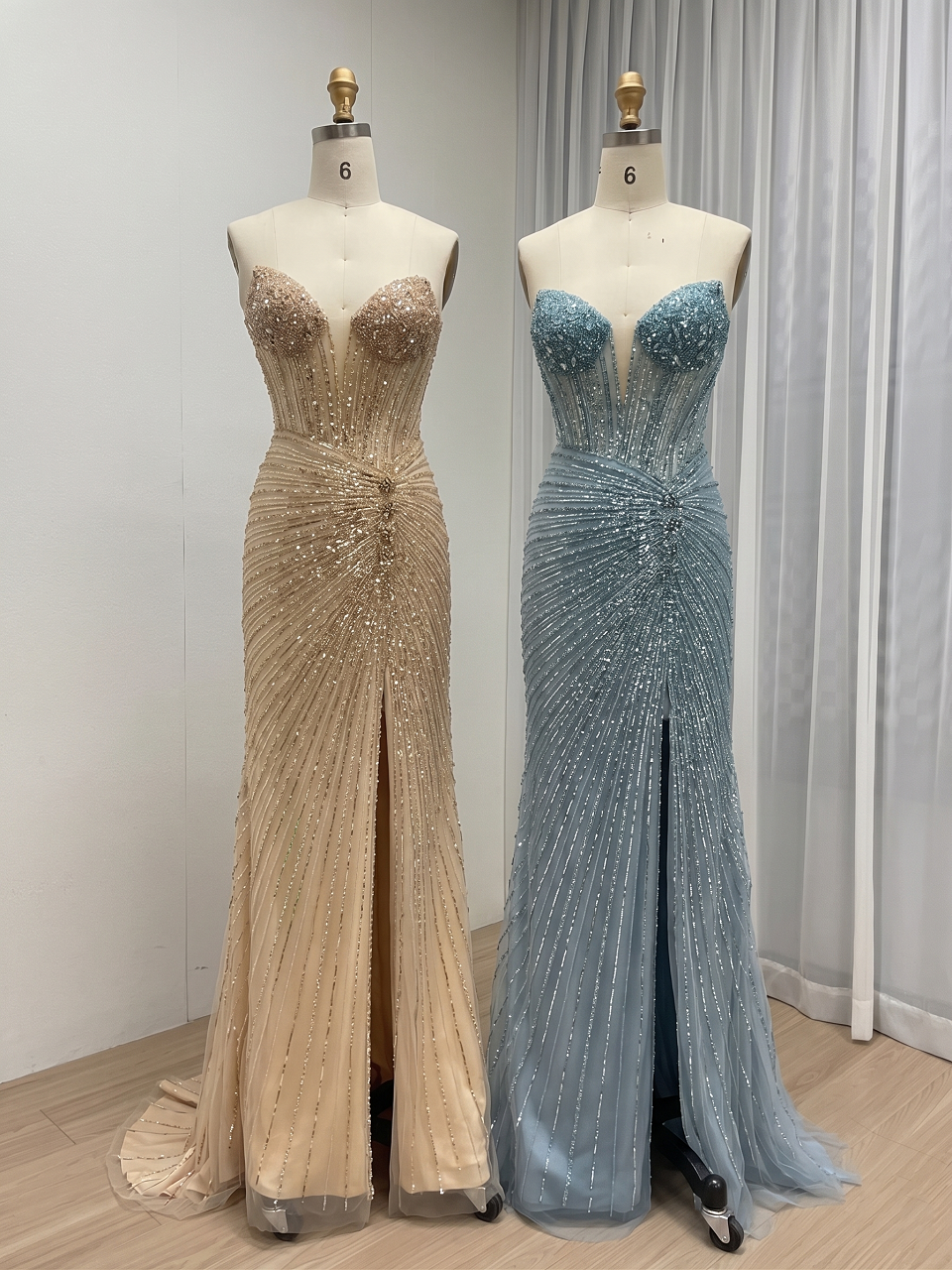 Sexy Sleeveless V Neck Embellished Beautiful Sparkly Beaded With Evening Gown for Prom and Banquet MB40430
