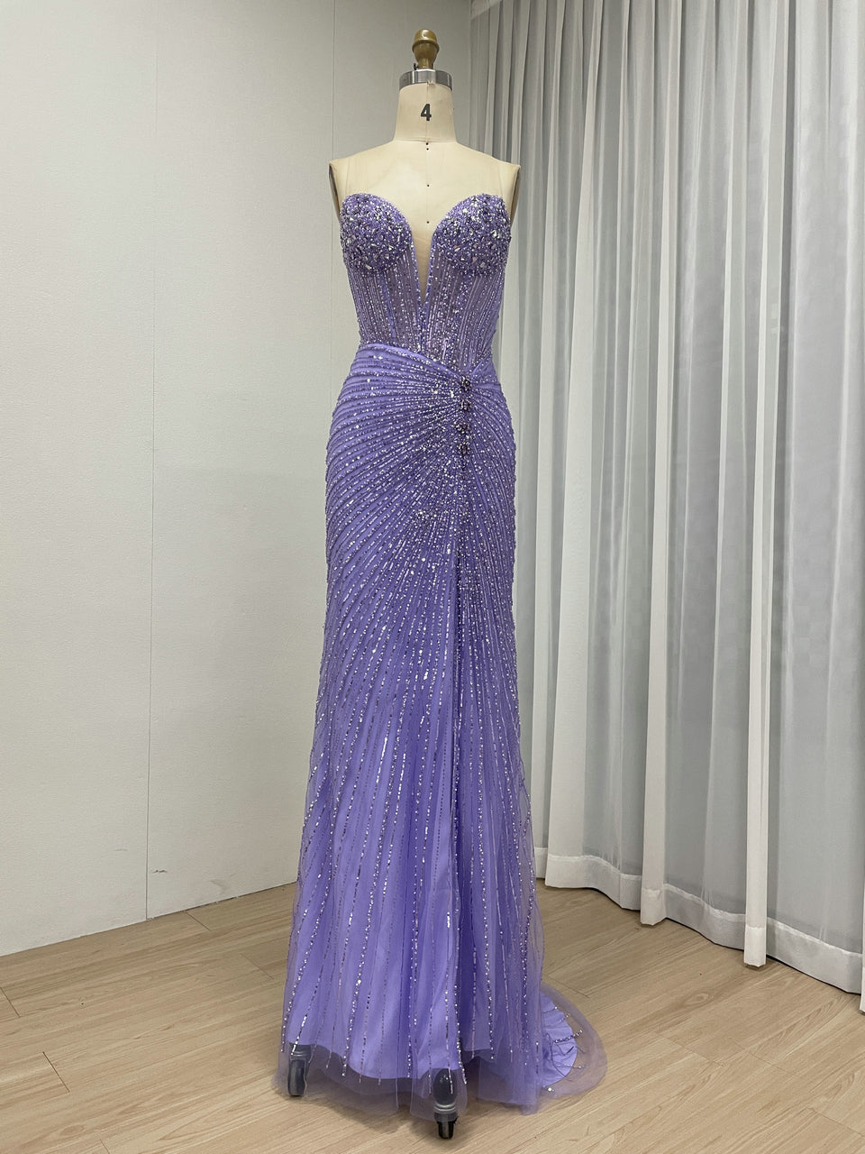 Sexy Sleeveless V Neck Embellished Beautiful Sparkly Beaded With Evening Gown for Prom and Banquet MB40430
