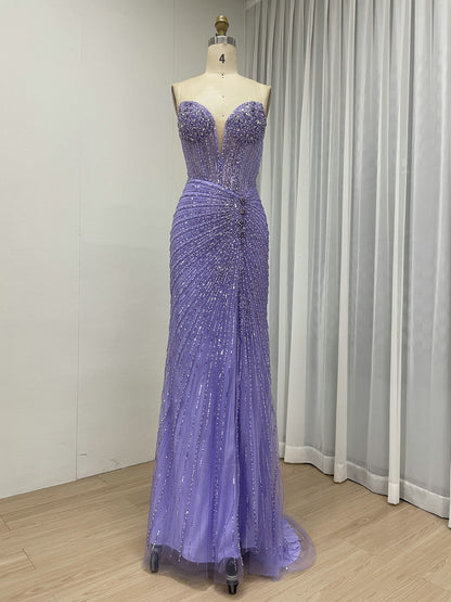 Sexy Sleeveless V Neck Embellished Beautiful Sparkly Beaded With Evening Gown for Prom and Banquet MB40430