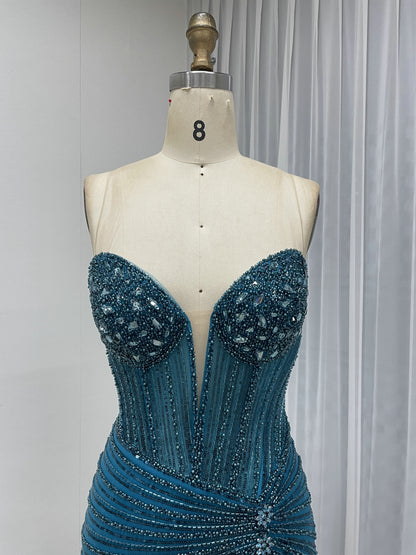 Sexy Sleeveless V Neck Embellished Beautiful Sparkly Beaded With Evening Gown for Prom and Banquet MB40430
