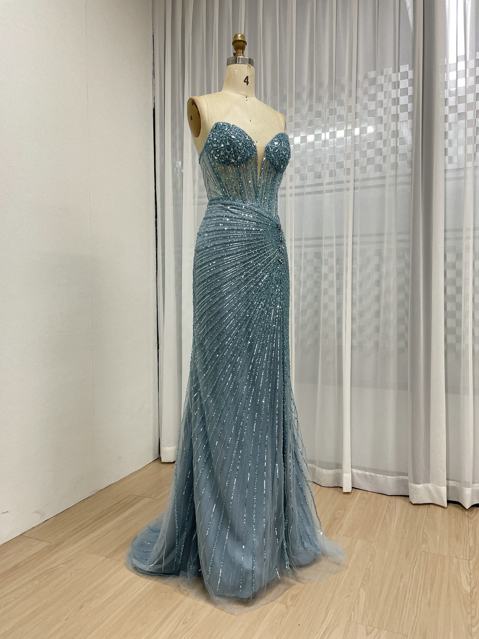 Sexy Sleeveless V Neck Embellished Beautiful Sparkly Beaded With Evening Gown for Prom and Banquet MB40430