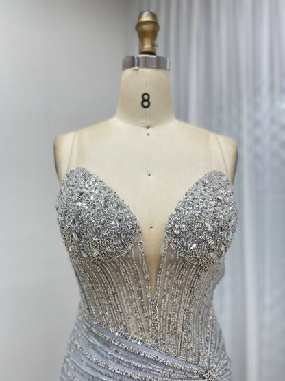 Sexy Sleeveless V Neck Embellished Beautiful Sparkly Beaded With Evening Gown for Prom and Banquet MB40430