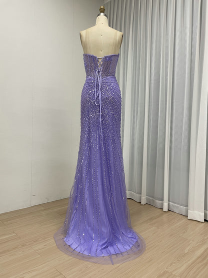 Sexy Sleeveless V Neck Embellished Beautiful Sparkly Beaded With Evening Gown for Prom and Banquet MB40430