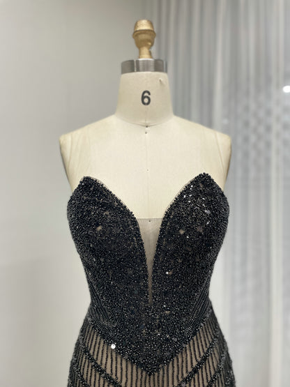 Sexy Sleeveless V Neck Crystal Beading Mermaid Prom Evening Gown MB40431