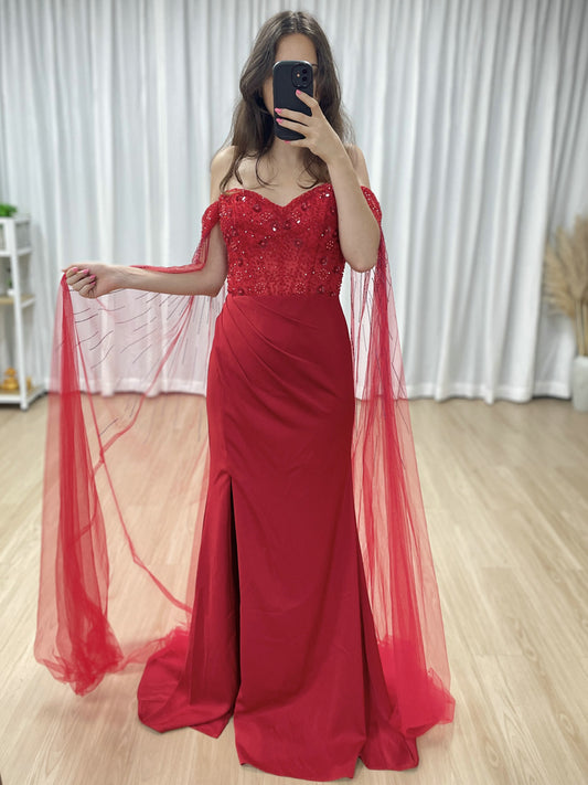 Luxury Elegant Mermaid Prom Evening Gown With Beautiful Beaded Floral MB40434