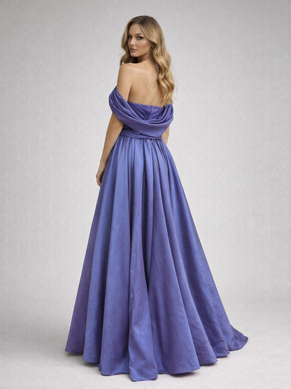 Purple Off-the-Shoulder Beaded Ball Gown - Formal Prom & Quinceañera Dress MB40456
