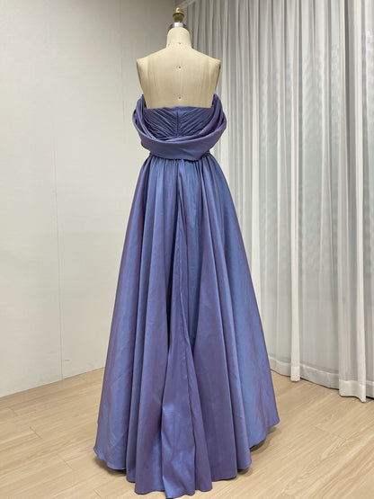 Purple Off-the-Shoulder Beaded Ball Gown - Formal Prom & Quinceañera Dress MB40456