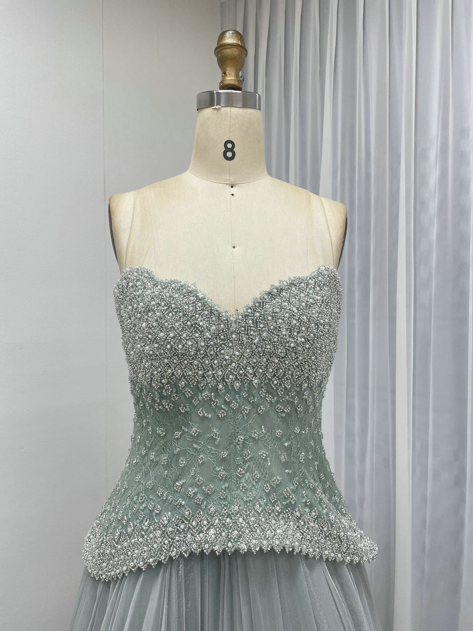 Pink Beaded Sweetheart Peplum Tulle Evening Gown MB40474